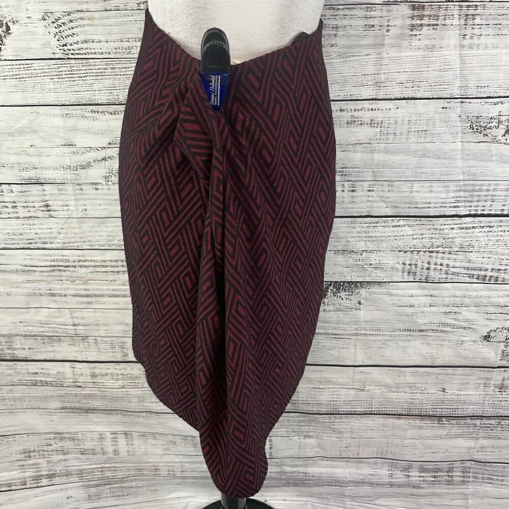 Jones Studio Skirt Plus size 1X Burgundy Black Diamonds Ponte Knit Pencil Knee